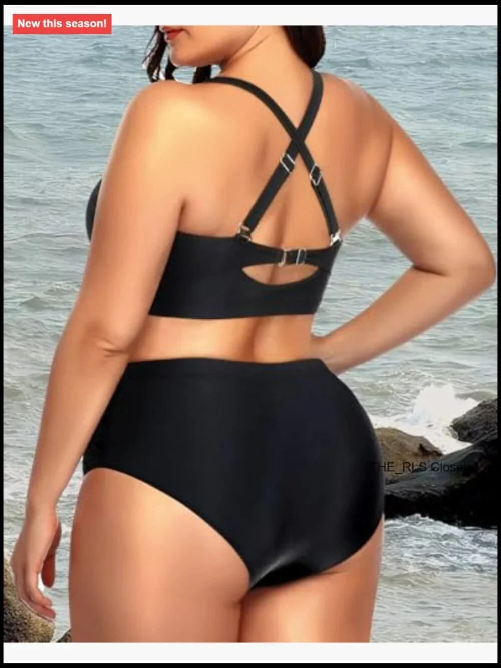Plus Size Bandeau Bikini Set High Waisted Tummy Control Swimwear